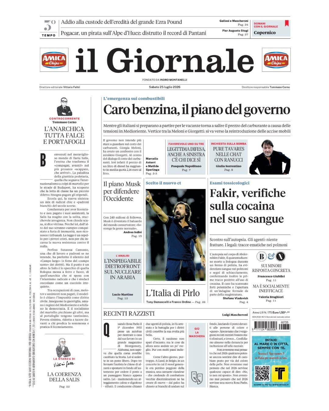 Caro benzina: il piano del governo, le novità su Fakir, scelto il nuovo ct della nazionale